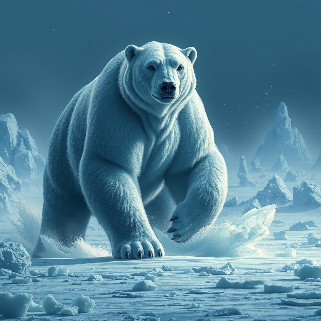 Gargantuan Polar Bear in Arctic Storm