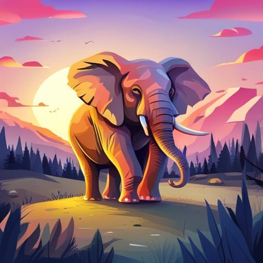 Cute Elephant in Quirky 3D Vector Art
