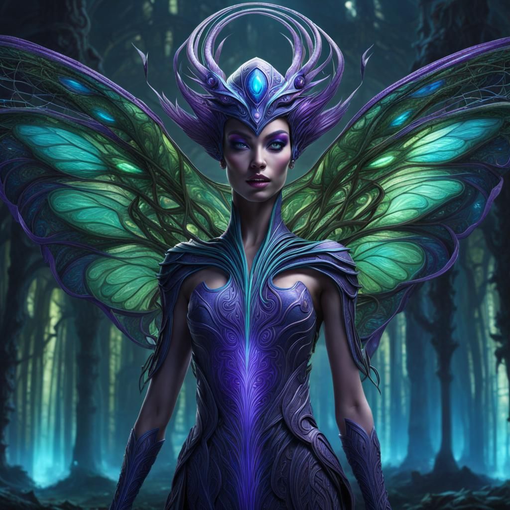 Elegant Alien Lifeform with Iridescent Wings