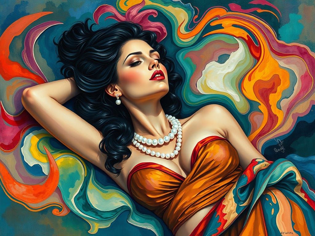 Fauvist Portrait of an Exotic Woman in Dreamlike Abstraction