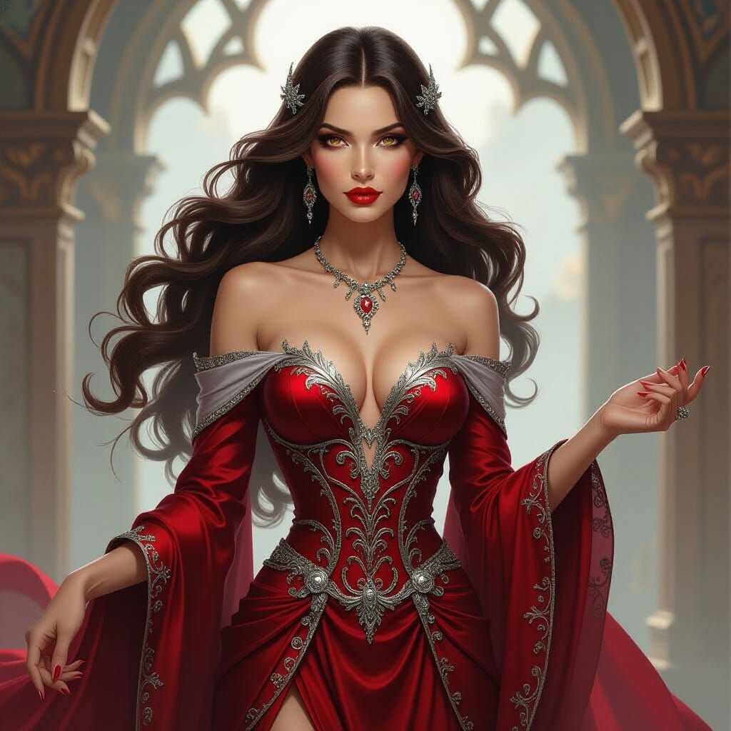 Mystical Vampire Goddess in Fantasy Art Style