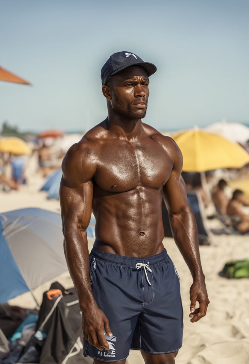 Chiseled Adonis Basks in Cinematic Beach Light