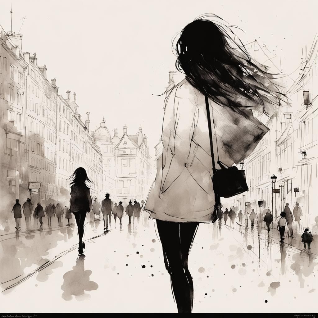 Precious Lee in London as Ink Drawing