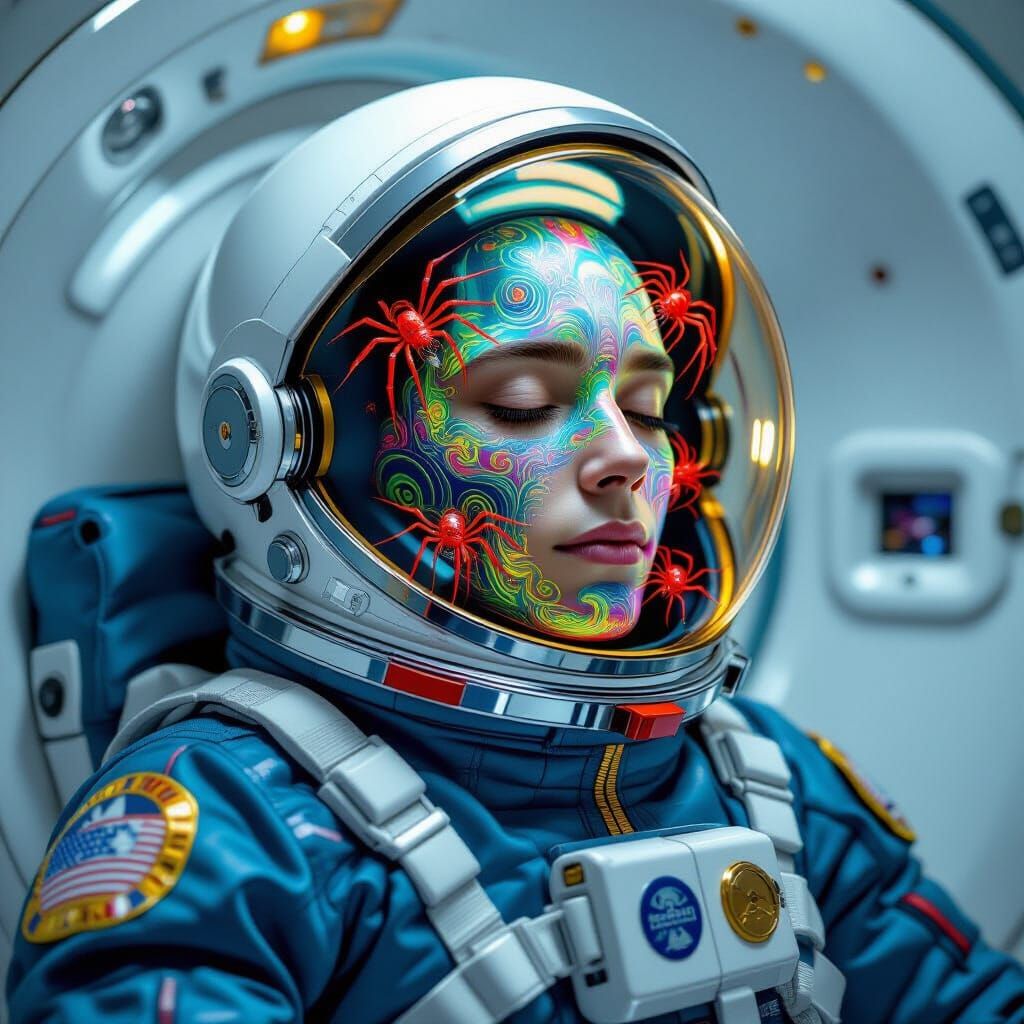 Astronaut and Alien Spiders in Photorealistic Style