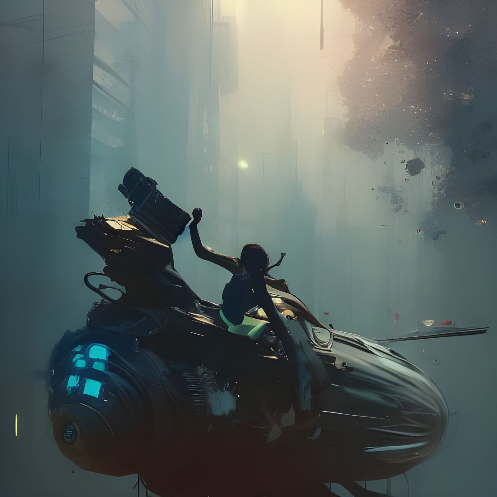 Hyperrealistic Hoverbike Digital Art in Vibrant Colors