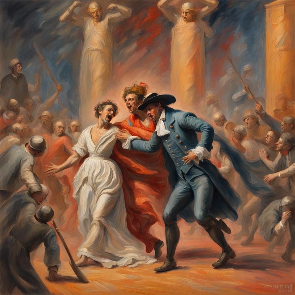 Don Giovanni's Descent: Gouache and Watercolor Impression