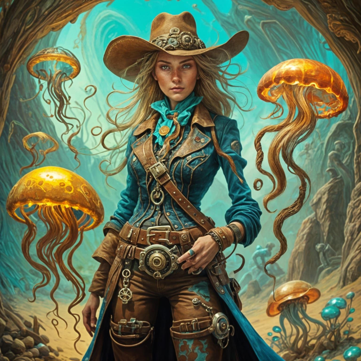 Old West Gunslinger with Jellyfish Bloom