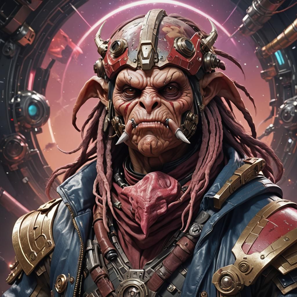 Space Pirate Hybrid Portrait in Hyperdetailed Style