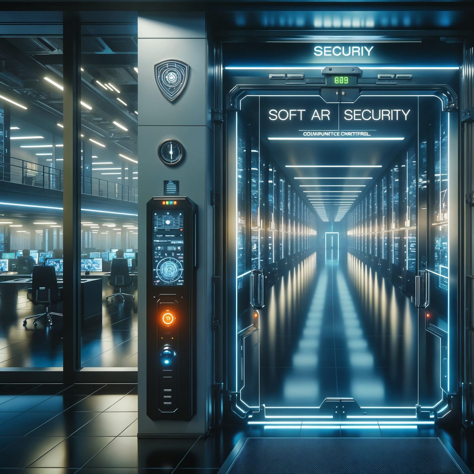 Futuristic Security Door in Cyberpunk New Orleans