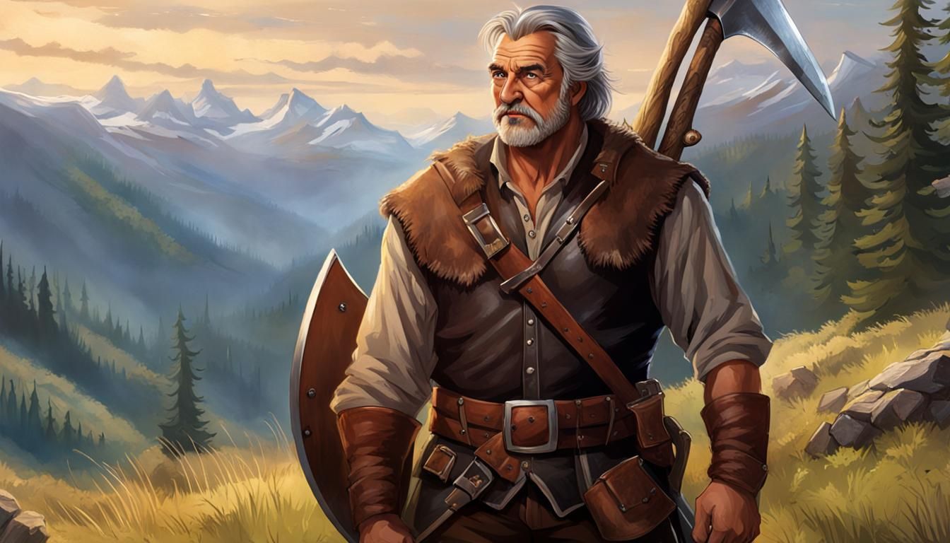 Old Warrior Finds Abandoned Baby: Detailed Fantasy Art