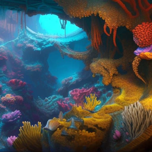 Fantastical Underwater Matte Painting in Deep Color