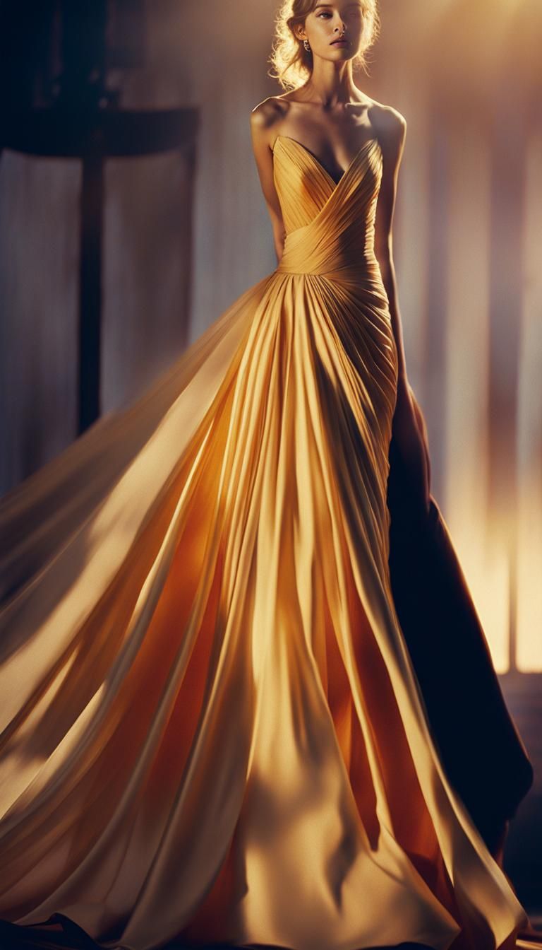 Elegant Gown in Golden Hour: Cinematic Fashion Photography