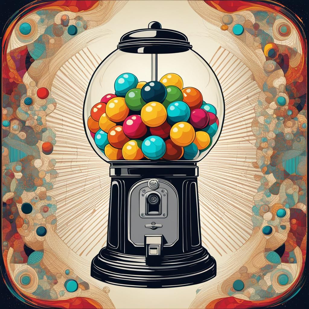 Vintage Gumball Machine in Pop Art Style