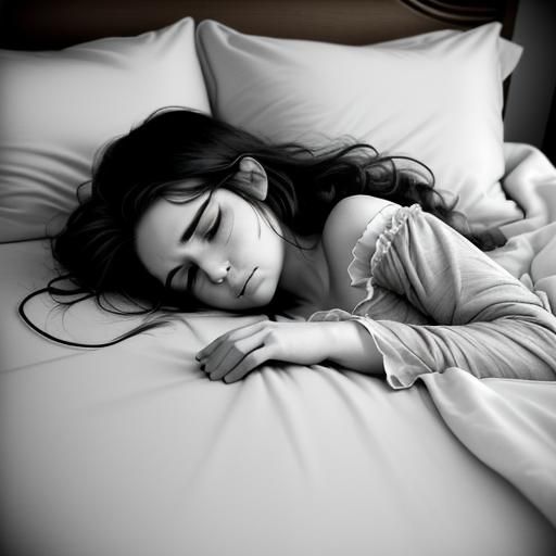 lying in bed, tangled in sheets, with a look of both exhaustion and wonder.