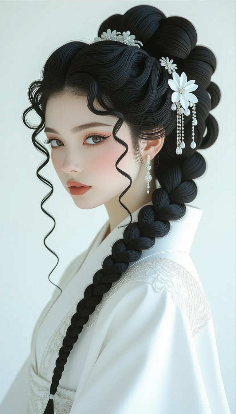 Eccentric Braided Hairstyle in Takashi Murakami Style