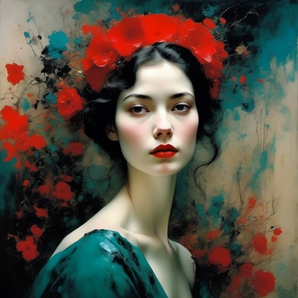 Gothic French Woman Portrait in Selective Color