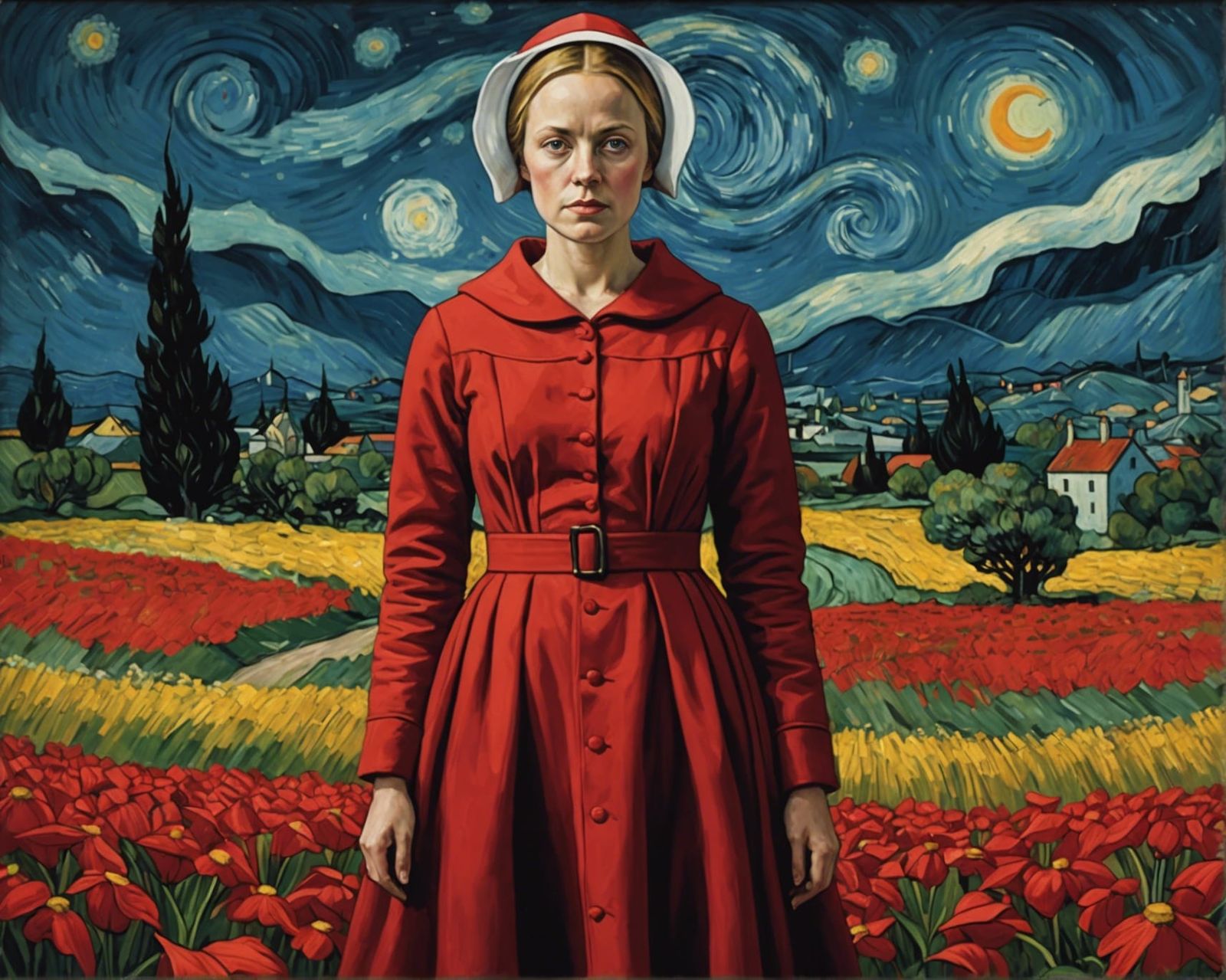 June from Handmaid's Tale in Van Gogh Style