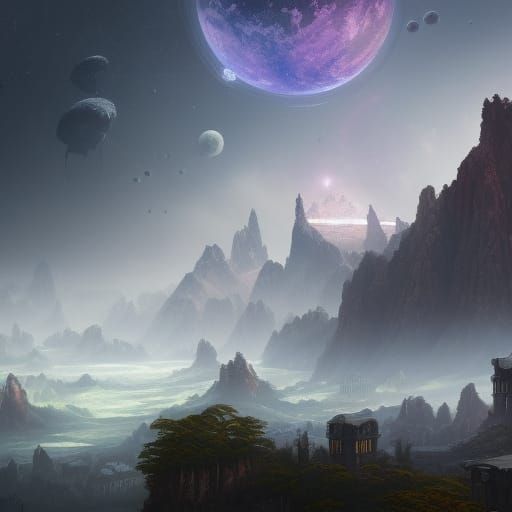 Detailed Planet Matte Painting in Deep Color