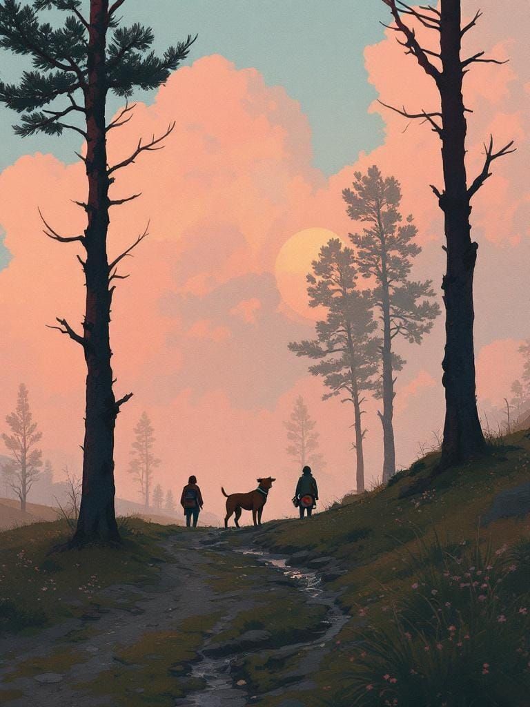 Dog in Sunlight: Atmospheric Digital Art