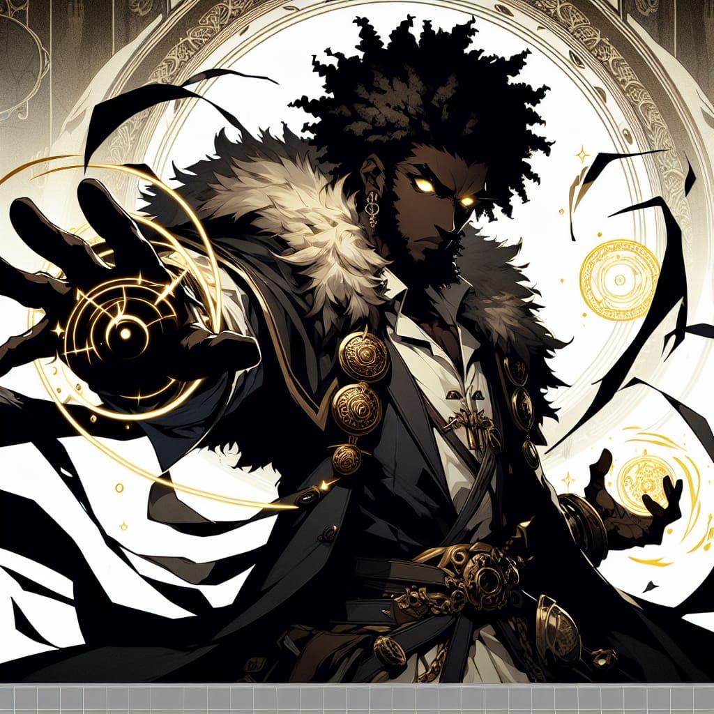 Arcane Warrior Casting Spell in Manga Style