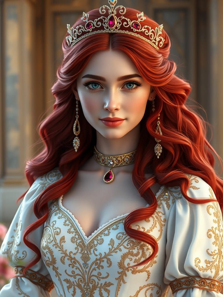 Regal Medieval Princess in Whimsical Wedding Gown