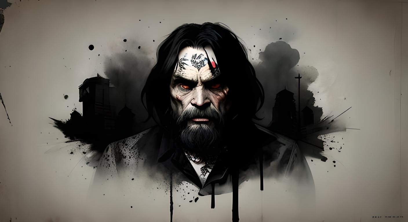 Sinister Charles Manson Portrait by Rutkowski