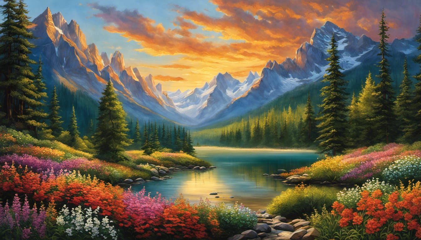 Spectacular Mountain Landscape Portrait with Waterfalls