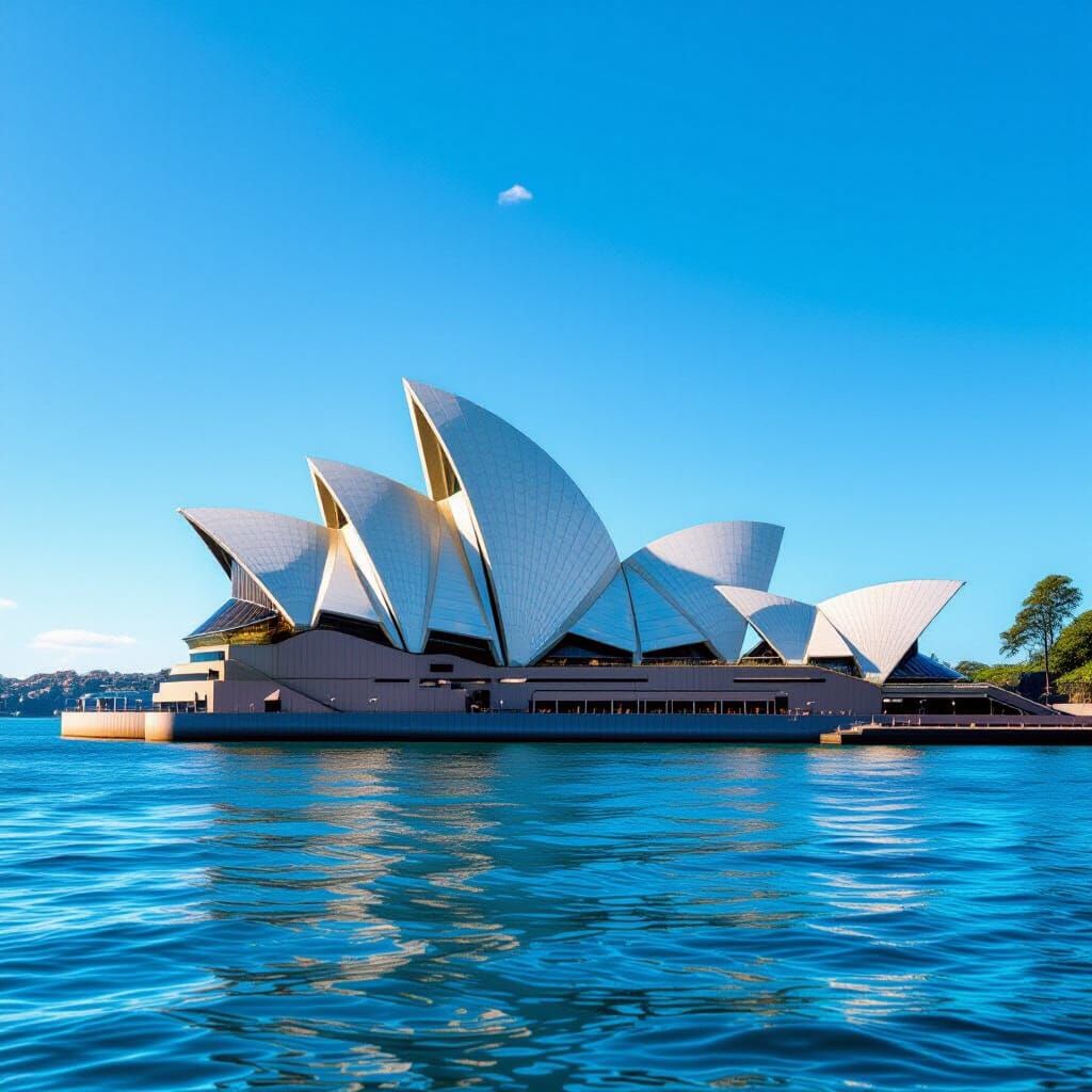Hyperrealistic Sydney Opera House on Sunny Day