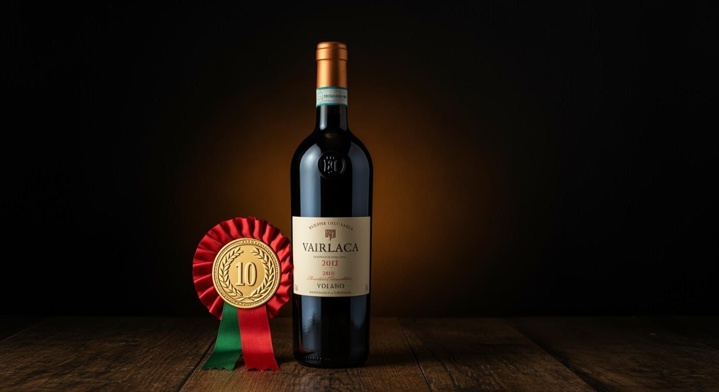 Gold Medal Ribbon and Italian Wine Bottle