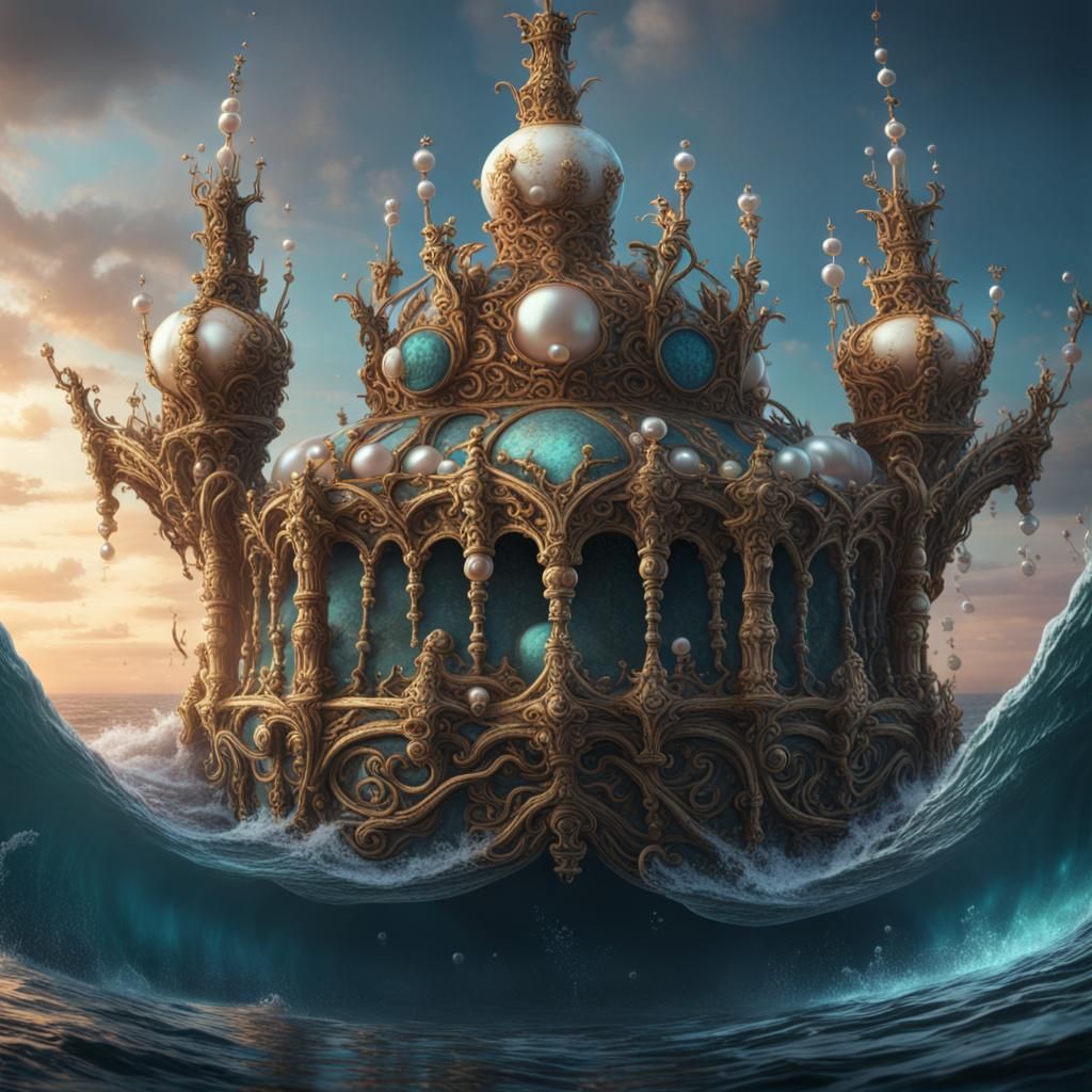 Pearl Crown Lost at Sea: Detailed Matte Painting