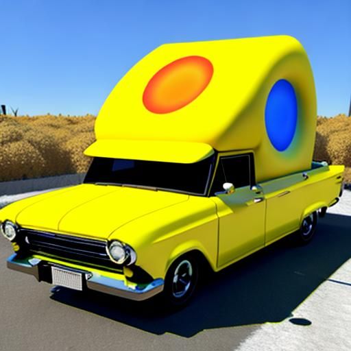 Fluorescent Yellow Goofy 3D Cartoon Car