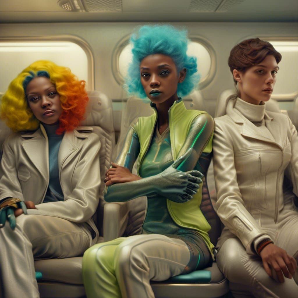 Smiling Aliens Party in Hyperrealism Style