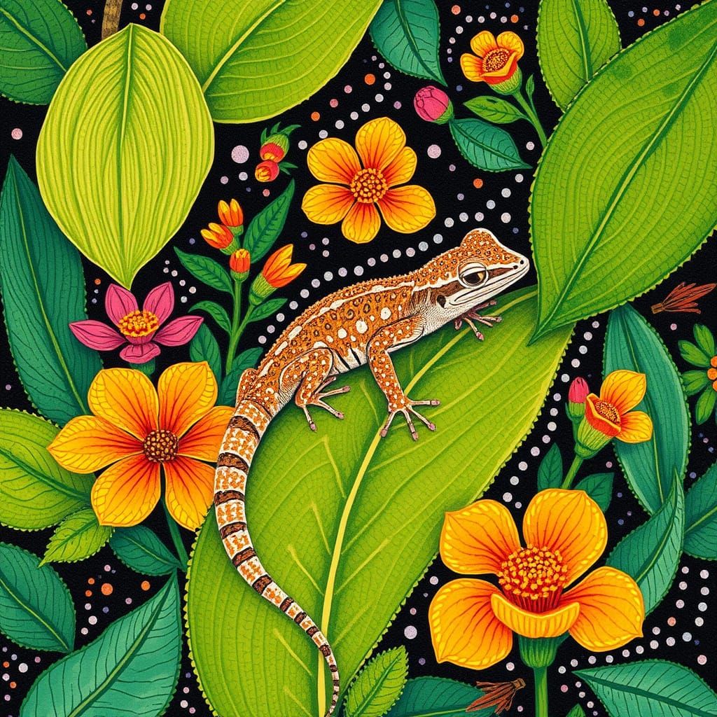 Australian Geckos in Traditional Aboriginal Australian Art S...