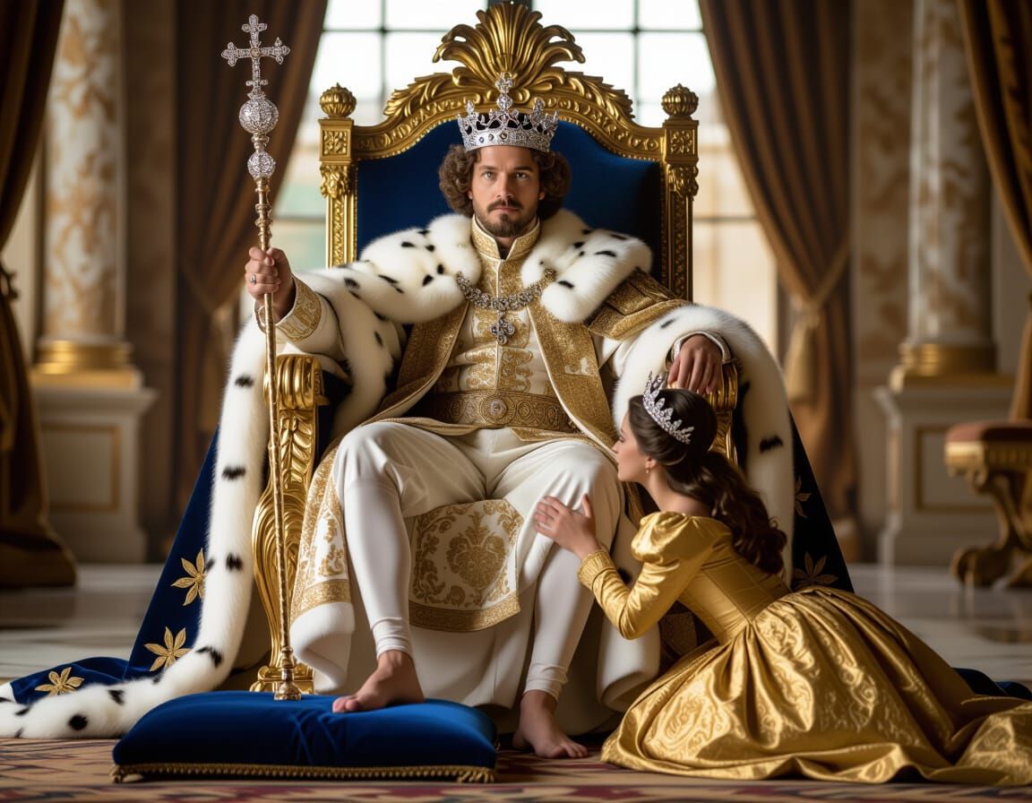 French Emperor on Eagle Throne in Baroque Style