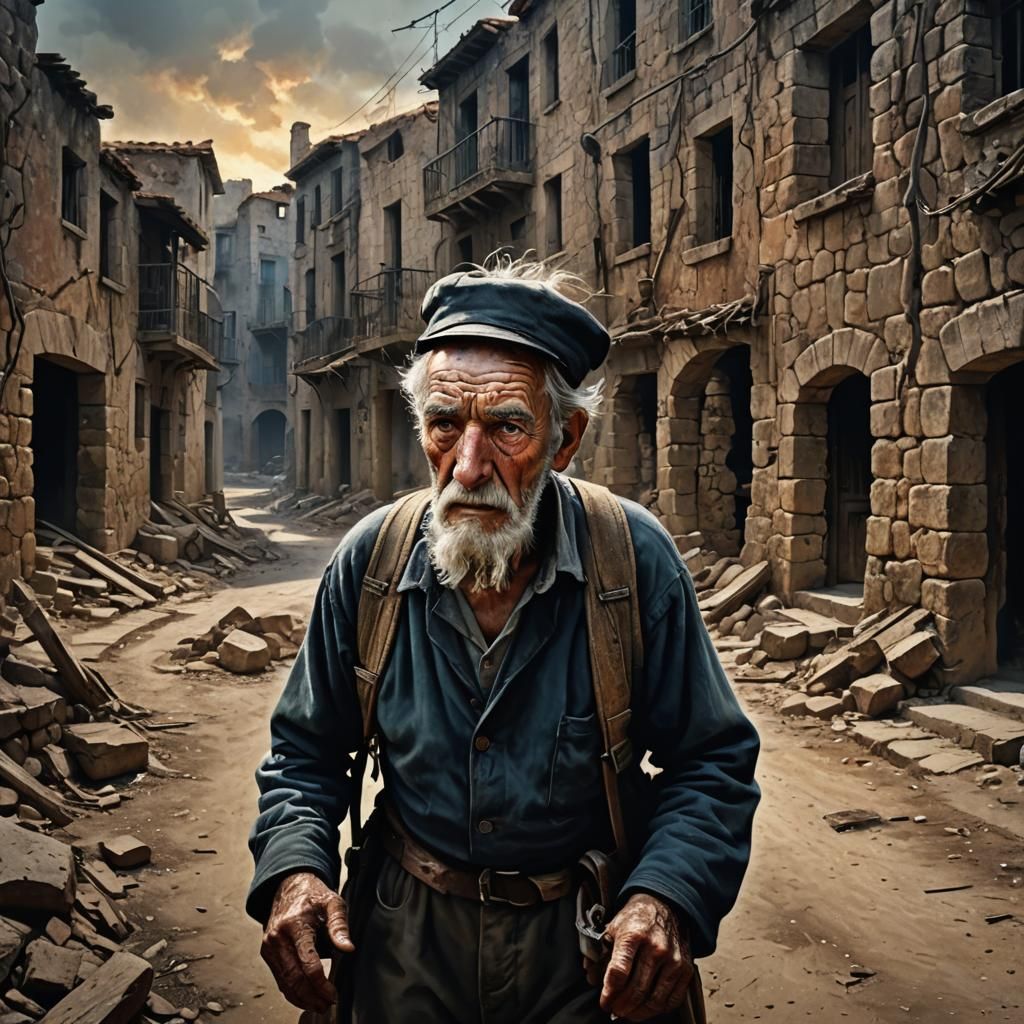 Ruins of Spanish Village After Civil War