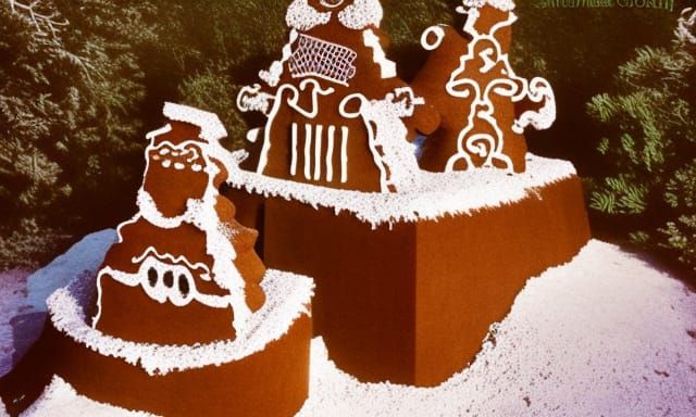 Gingerbread Wonderland with Cheshire Cat and Desert Monolith