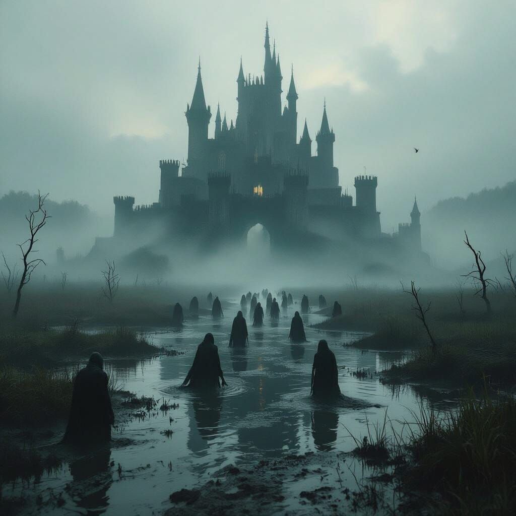 Cinematic Necro Fortress Over Undead Swampland