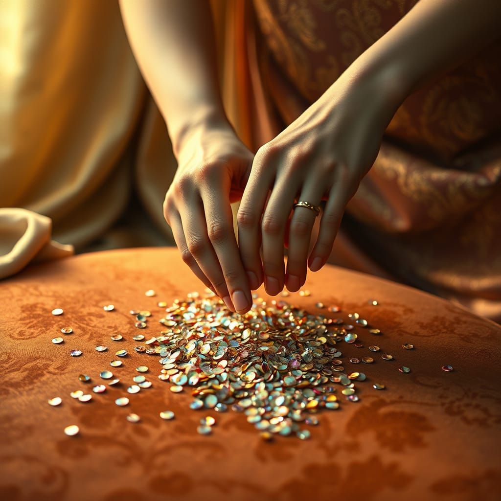 Ethereal Sequin Arrangement in Art Nouveau Style