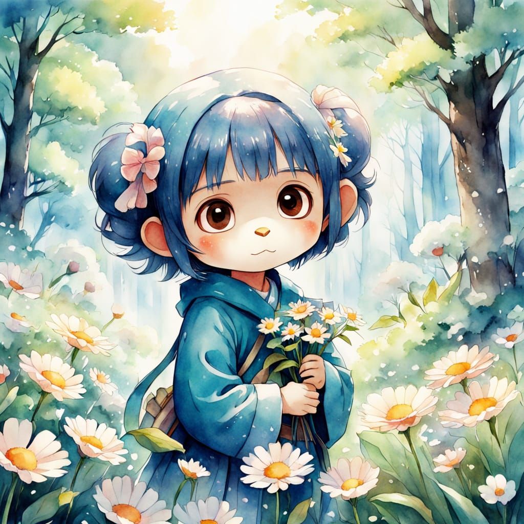 Whimsical Anime-Inspired Illustration of Cheburashka in a Su...