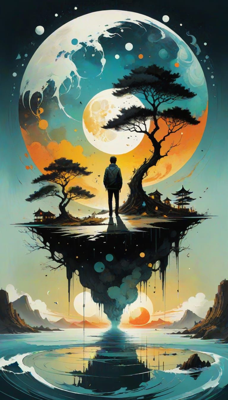 Surreal Earth Meets Moon in Double Exposure