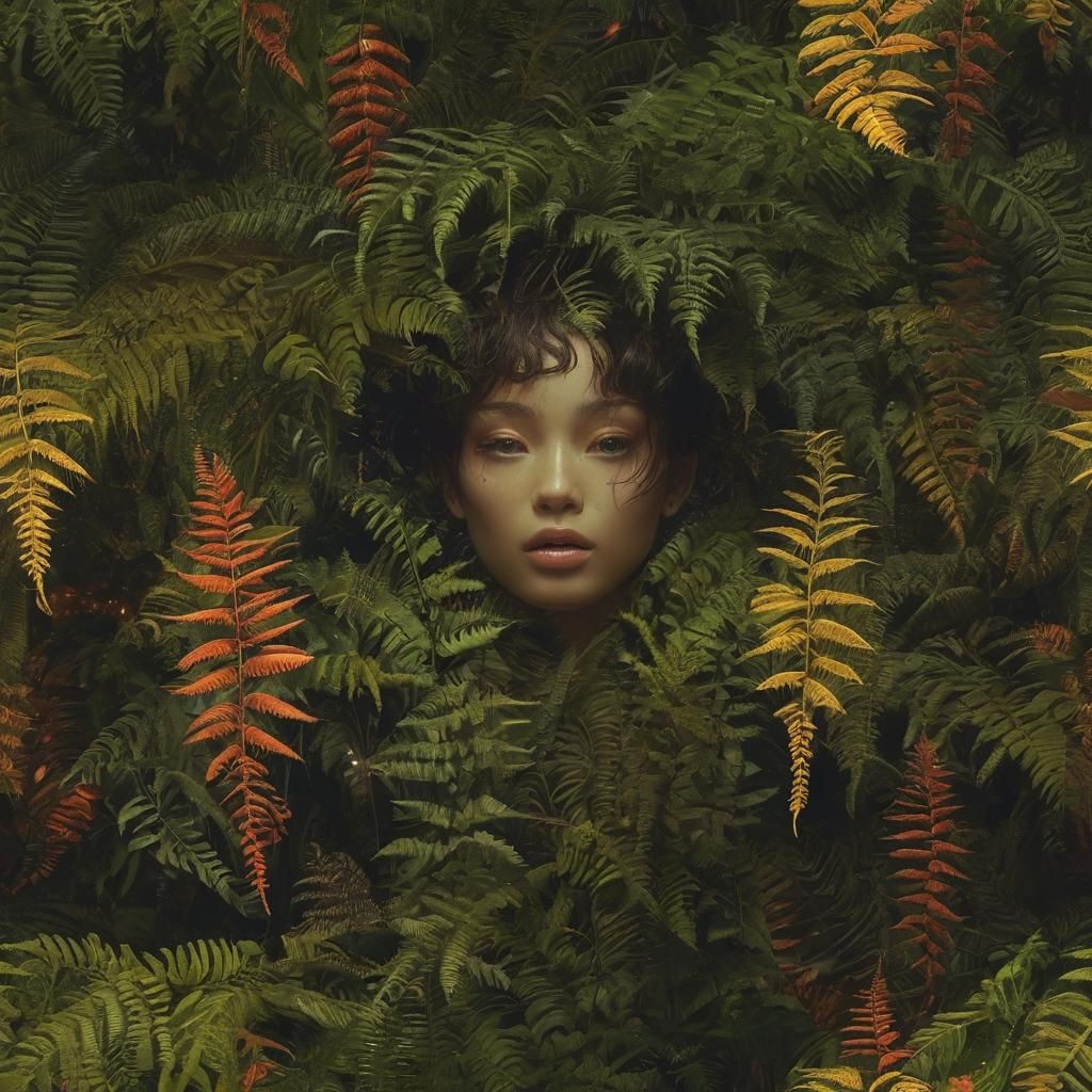 Elemental Harmony: Mystical Flora in Biomechanical Forest