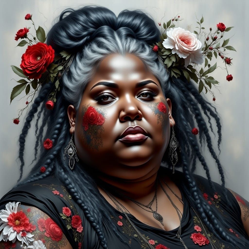 Realistic Metalhead Woman Portrait in Watercolor Style