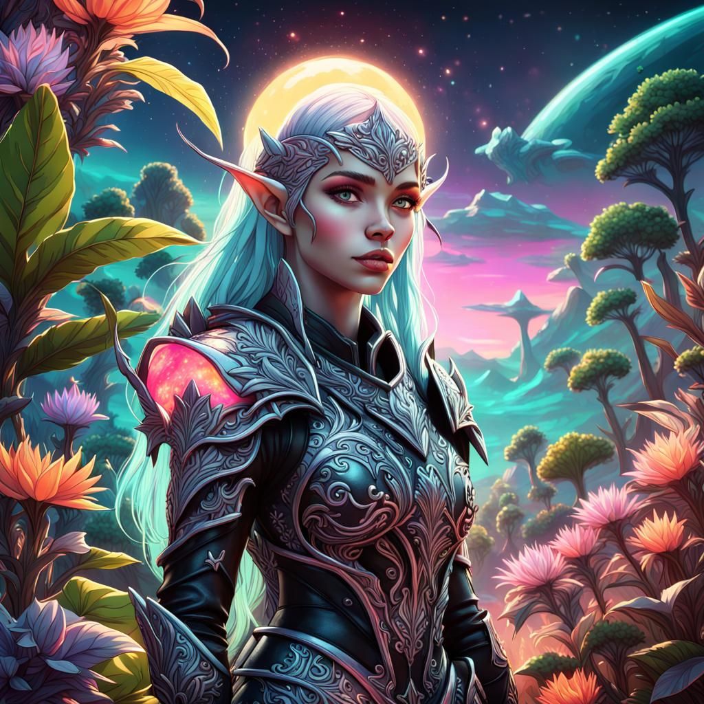 Elven Adventurers on Alien Planet, 3D Anime Art