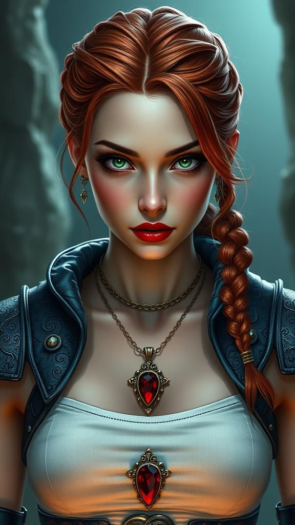 Vampire Woman in Gothic Ninja Armor, Comic Book Art