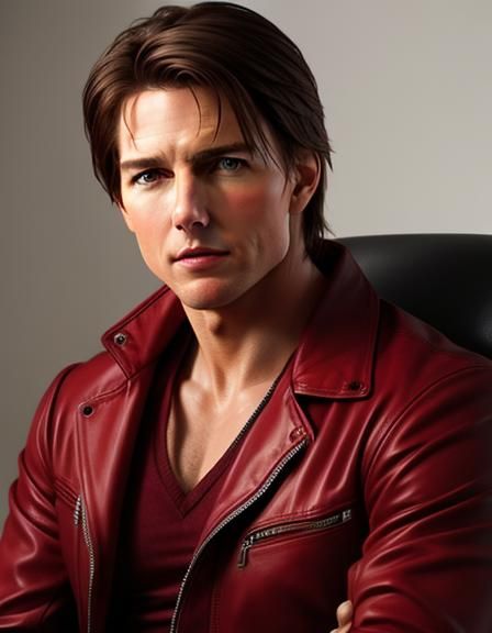 Portrait of Tom Cruise in red suit