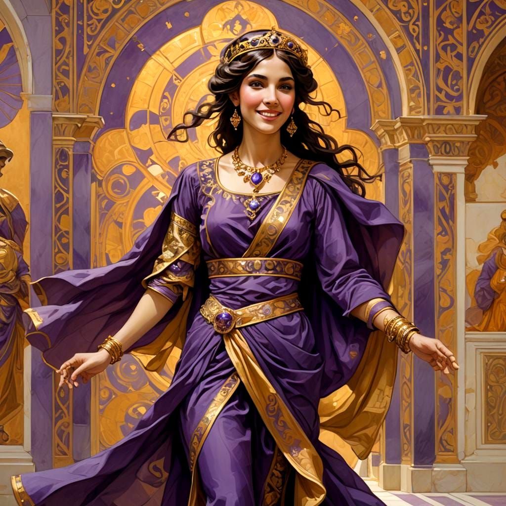Byzantine Princess Portrait in Art Nouveau Style