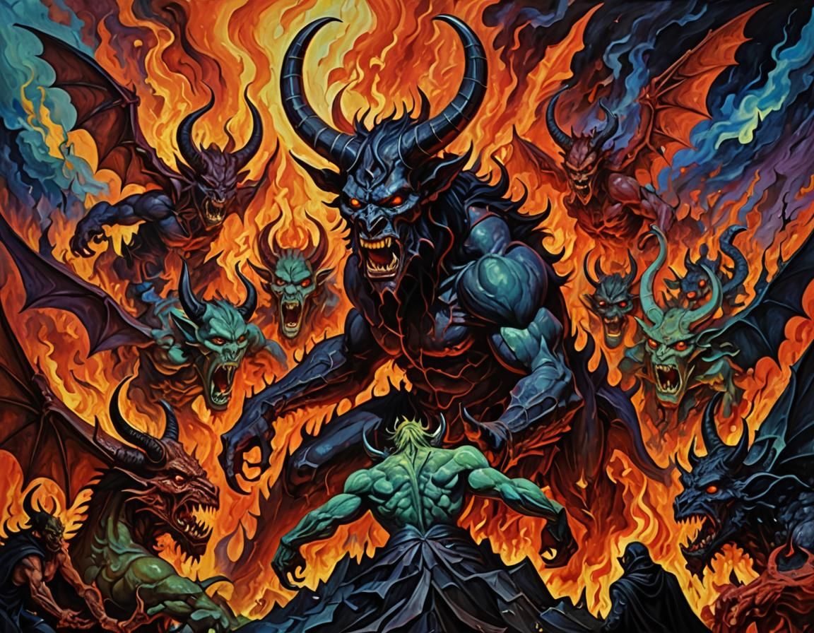 Demons in Hellish Realms: A Fauvist Depiction