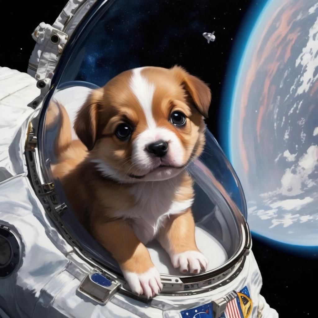 Puppies Barking Silently in Deep Space