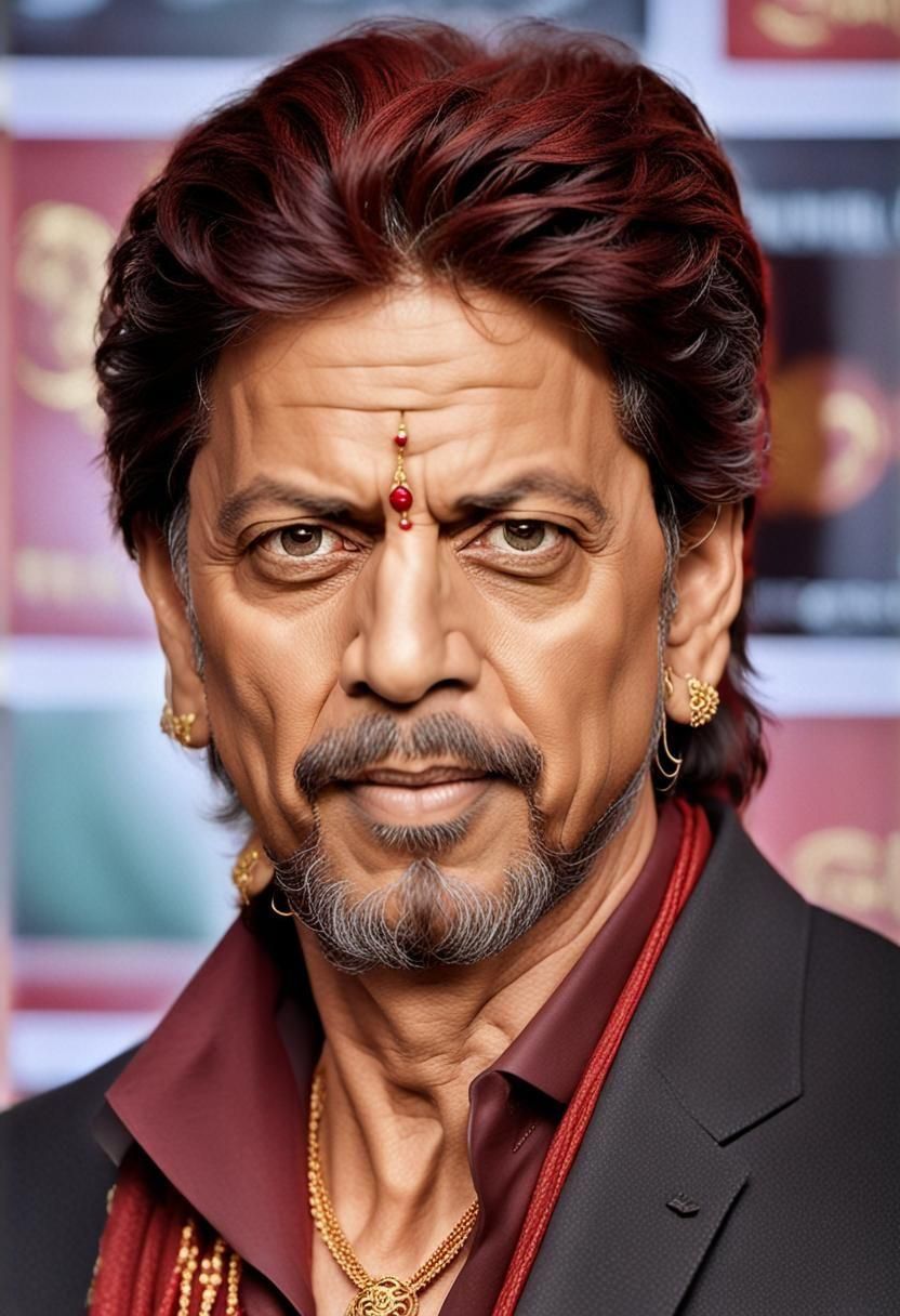 Shah Rukh Khan with Distinctive Beard and Piercings in Golde...