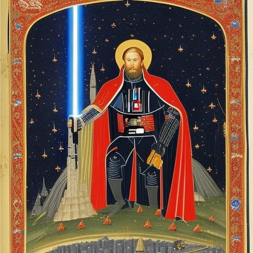 Darth Vader in Medieval Manuscript Style